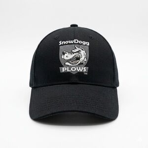 SnowDogg Plows Hat Cap Strap Back Mens Black Advertising Buyers Logo